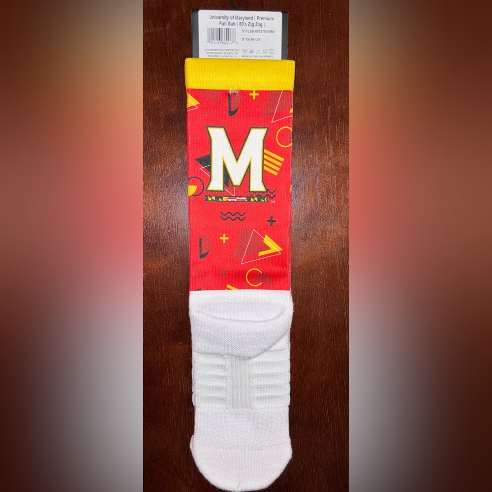 UNIVERSITY OF MARYLAND STRIDELINE CREW SOCKS NWT MEN’S SHOE SIZE 8-12 - Picture 2 of 2
